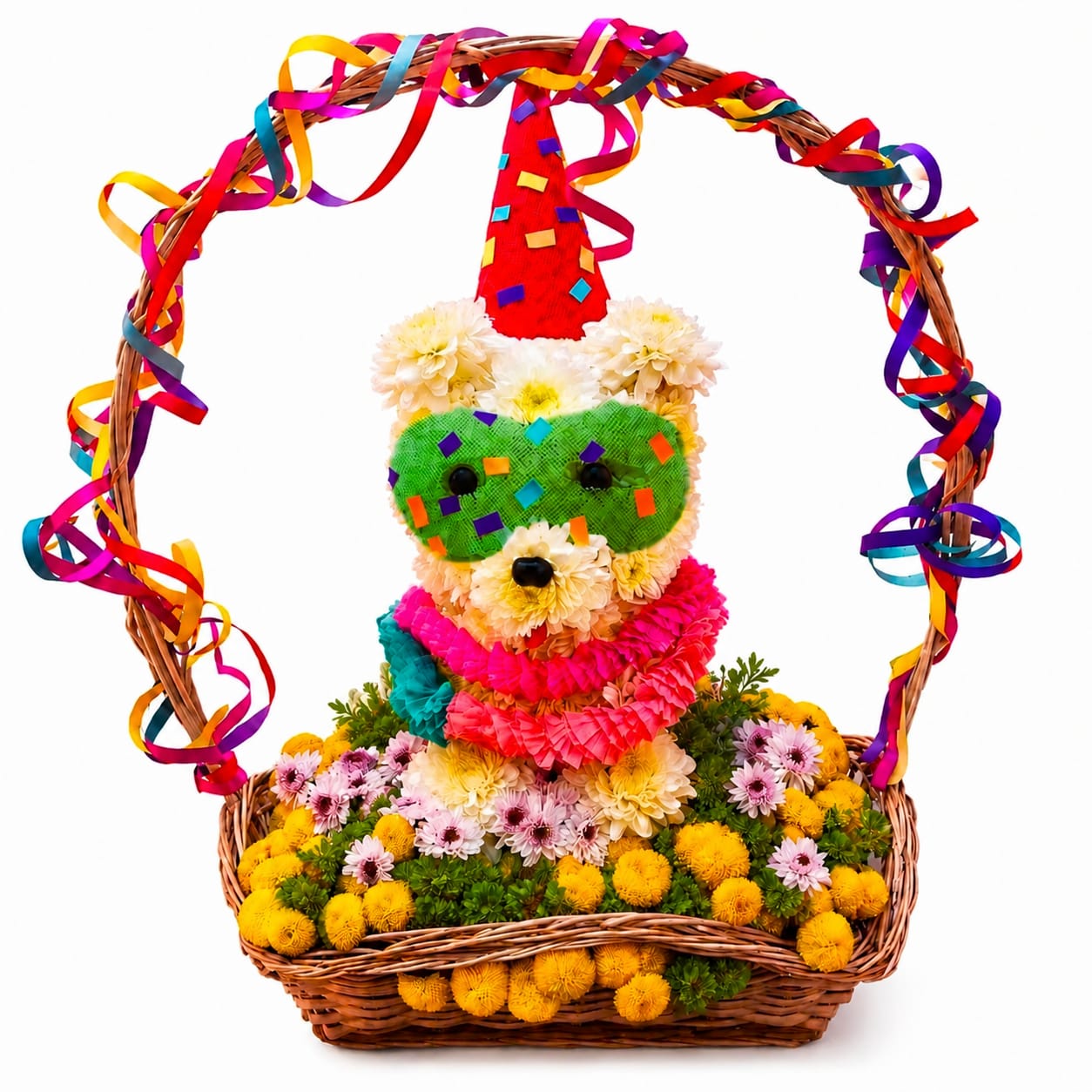 arreglo floral con cachorrita de flores para cumpleaños y fiestas con entrega en Lima